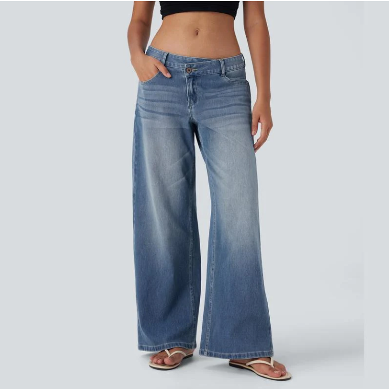 Lunara Asymmetric Wide-Leg Jeans