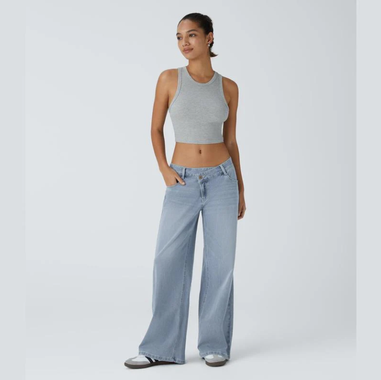Lunara Asymmetric Wide-Leg Jeans