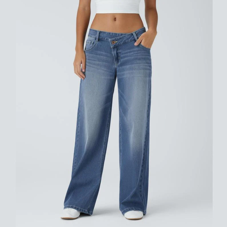 Lunara Asymmetric Wide-Leg Jeans